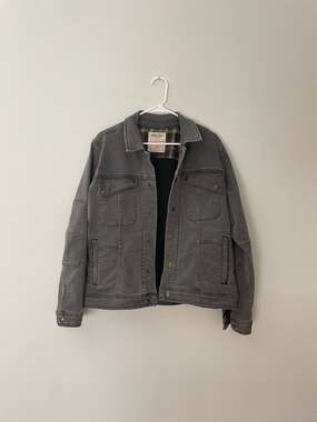 Dovetail Workwear Women's Thermal Trucker Jacket in Grey Canvas - Size L